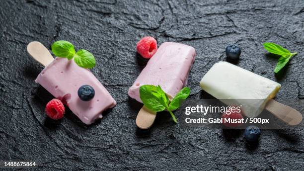 close-up of dessert on table - raspberry foto e immagini stock