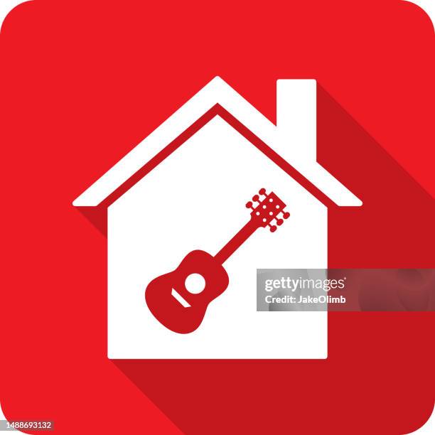 house guitar icon silhouette - date night stock illustrations