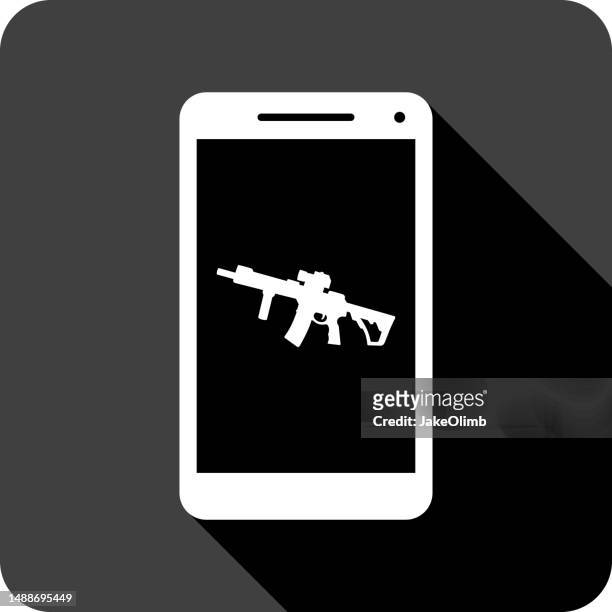machine gun smartphone icon silhouette - trigger warning stock illustrations