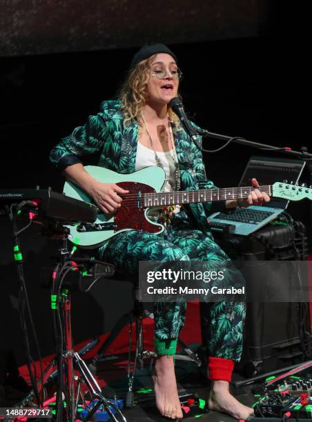 Dolche performs at Neal Barnard's CarbonWorks CD Release & Benefit Concert at The Robin Williams Center on May 09, 2023 in New York City.