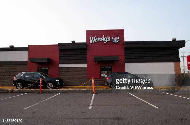 Exterior view of a Wendys restaurant on April 17, 2023 in Rutherford New Jersey. Wendys will begin testing an AI-powered ordering system powered by...