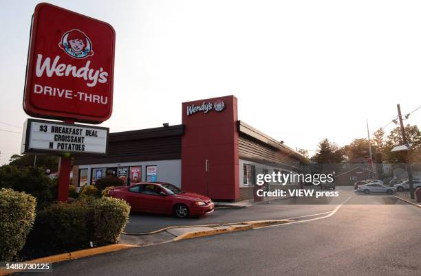 Exterior view of a Wendys restaurant on April 17, 2023 in Rutherford New Jersey. Wendys will begin testing an AI-powered ordering system powered by...