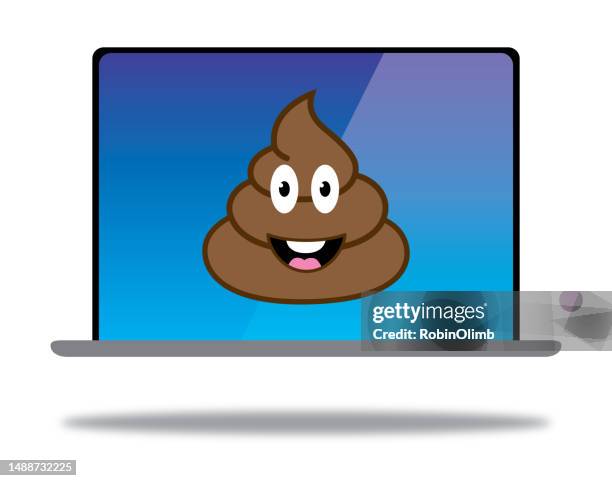 ilustrações de stock, clip art, desenhos animados e ícones de poop emoji laptop - manure pile