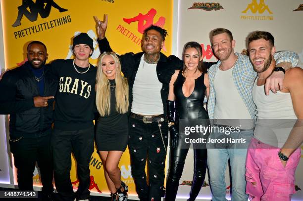 Calvin Kiing Crooks, sevryn, Kariselle Snow, Dom Gabriel, Chloe Veitch, Damian Powers, and Mitchell Eason attend the PRETTYLITTLETHING X KAPPA launch...