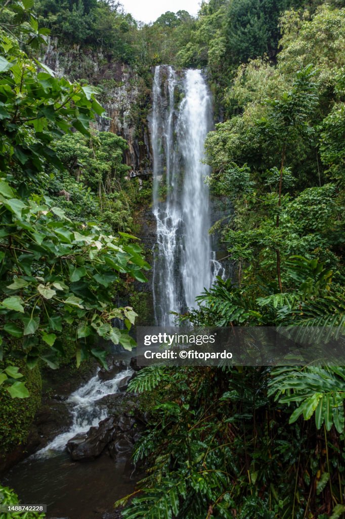 Paihi Falls waterfall at the Road to Hana close to the Haleakalā National Park