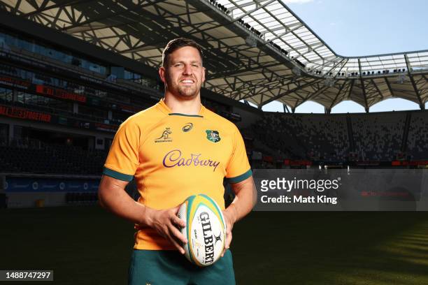 David Porecki of the Wallabies poses during a Wallabies media opportunity at CommBank Stadium on May 10, 2023 in Sydney, Australia.