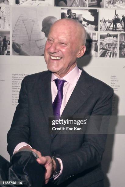Norman Foster attends his press preview at Centre Pompidou on May 9, 2023 in Paris, France.