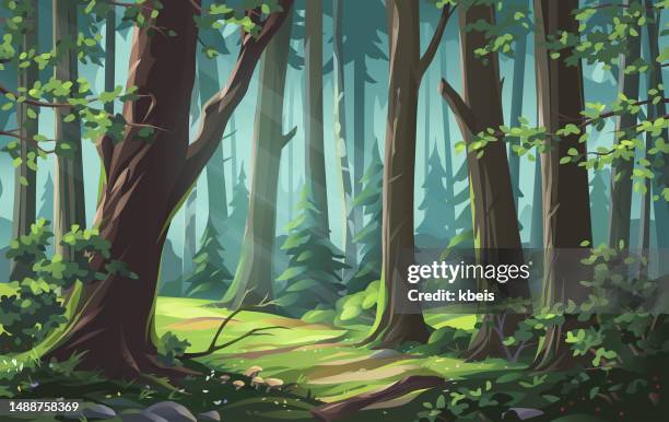 beautiful forest - woodland stock illustrations