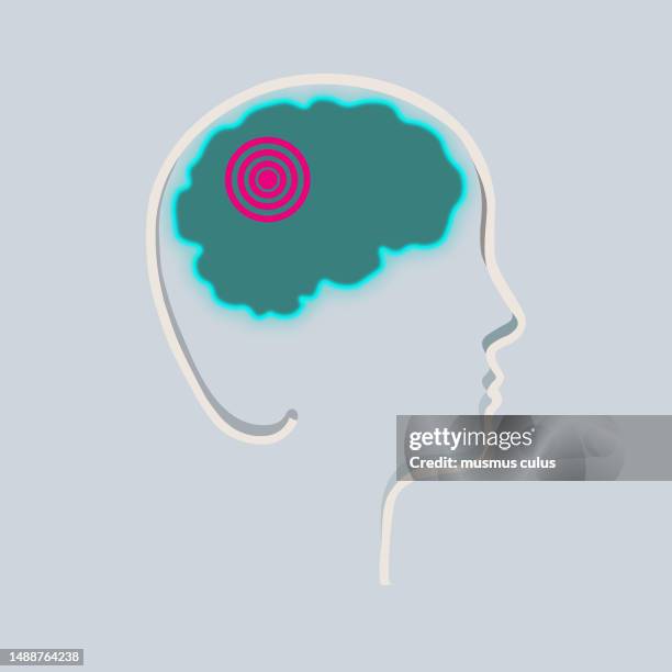 damage to the brain, part of the nervous system - brain damage stock illustrations