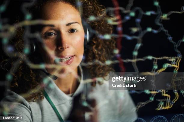 logistics co-ordinator with screen - airport ground crew stock pictures, royalty-free photos & images