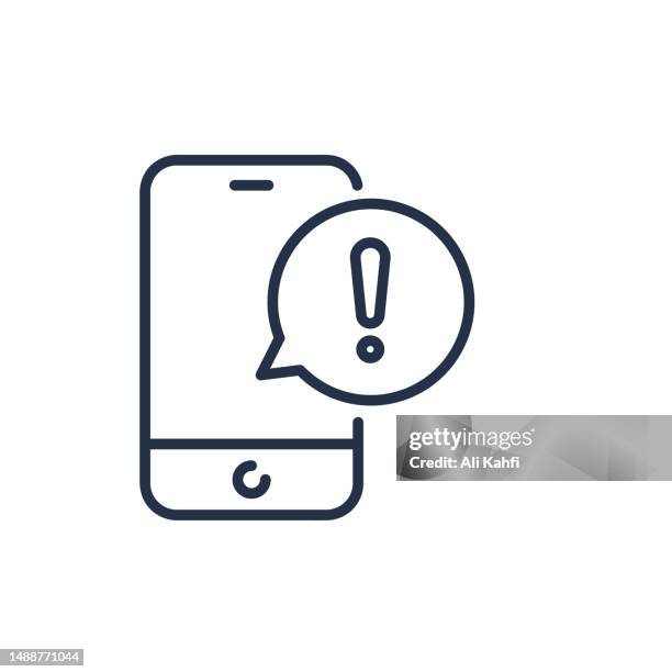 smartphone risk thin line icon - customized solutions stock illustrations