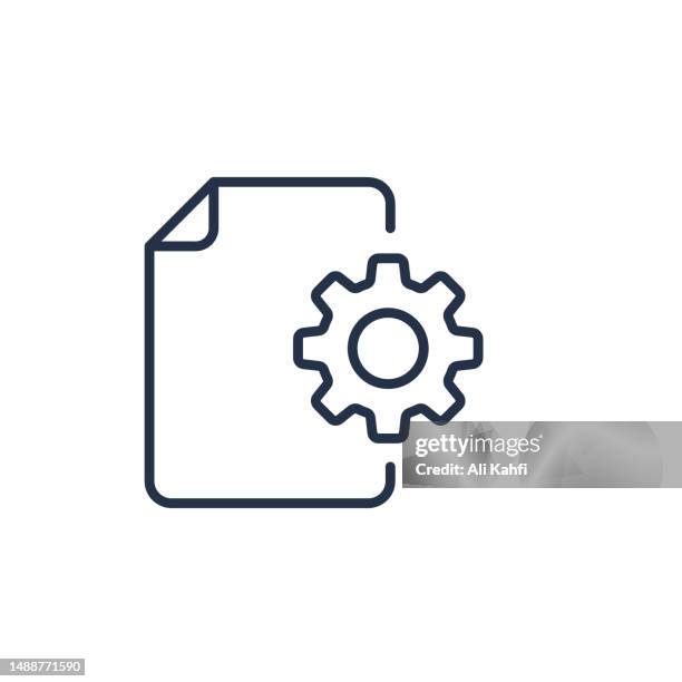 document settings with gears thin line icon - open briefcase stock illustrations