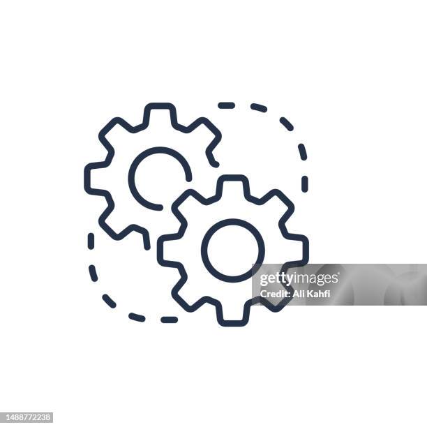gear exchange thin line icon - customized solutions stock illustrations