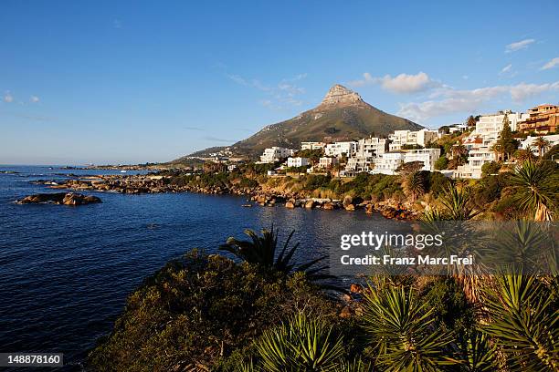 lions head mountain and camps bay. - lions head mountain stock pictures, royalty-free photos & images