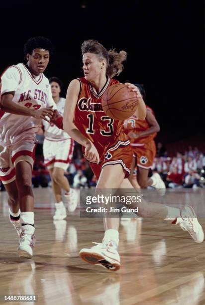 Kerry Boyatt-Hall, Forward for the Clemson University Tigers women's basketball team dribbles the basketball down court during the NCAA Atlantic...
