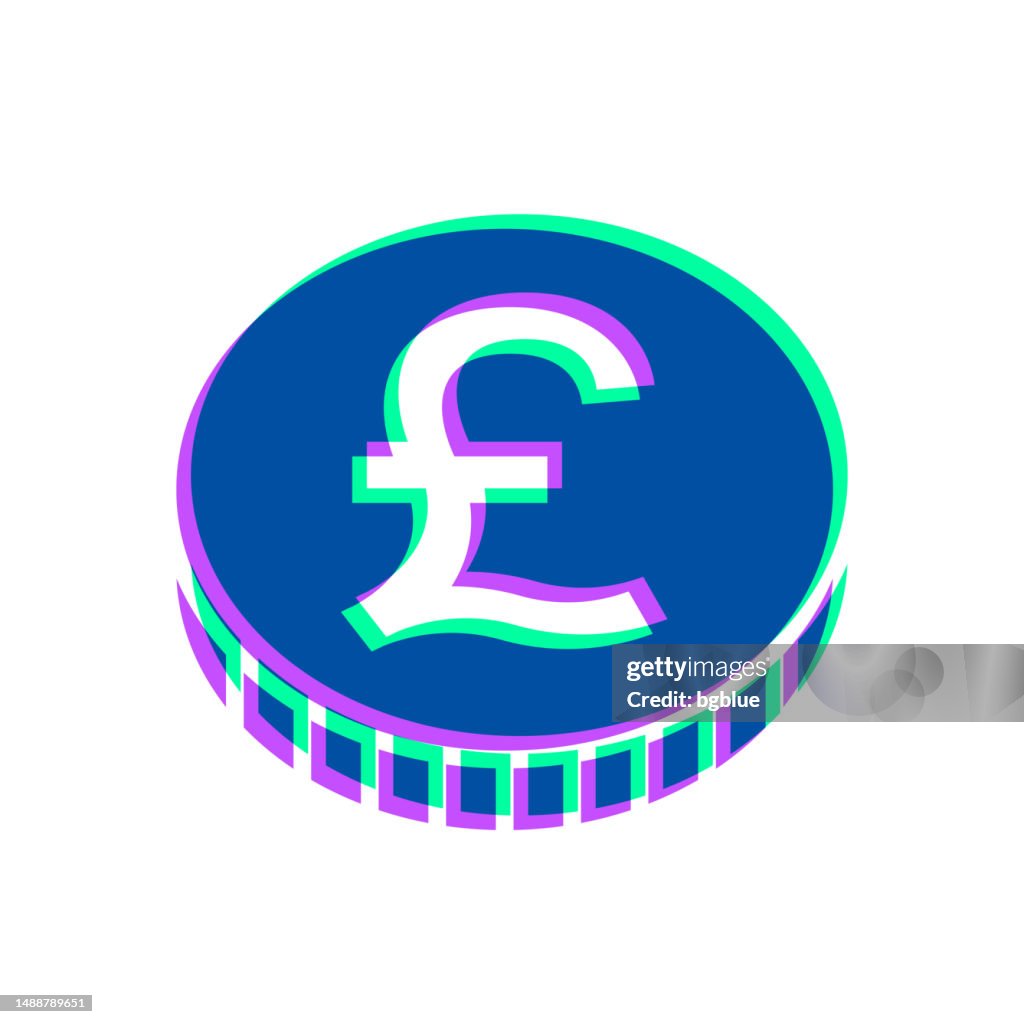 Pound coin. Icon with two color overlay on white background