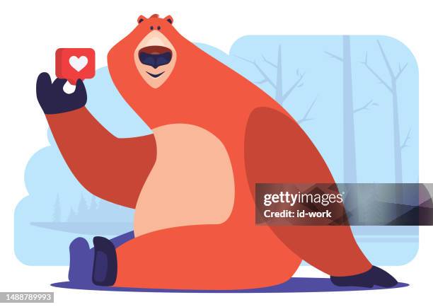 bear holding like icon - good news icon stock illustrations