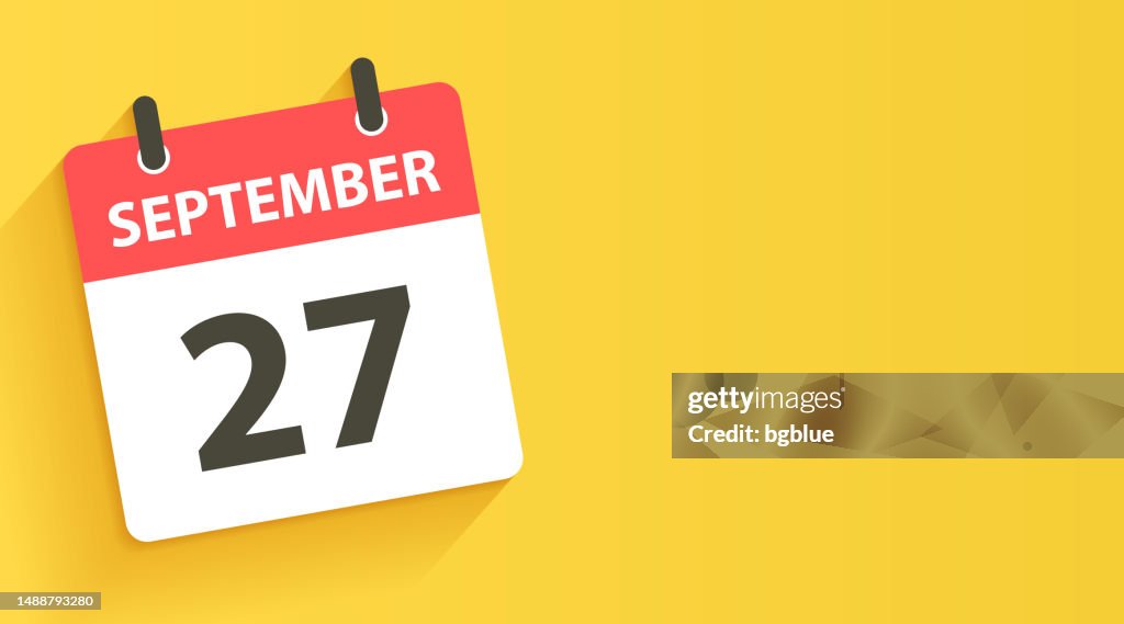 27 de septiembre - Icono del calendario diario en estilo de diseño plano