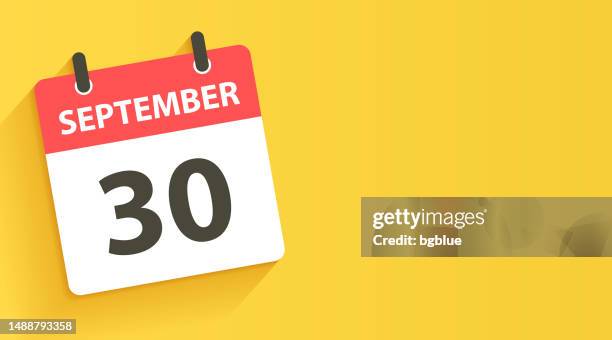 ilustraciones, imágenes clip art, dibujos animados e iconos de stock de 30 de septiembre - icono de calendario diario en estilo de diseño plano - septiembre