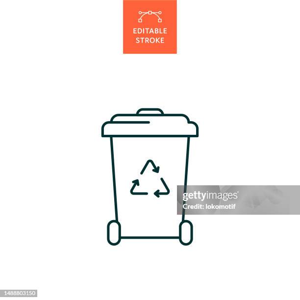 recycable waste line icon with editable stroke. the icon is suitable for web design, mobile apps, ui, ux, and gui design. - recycling bin stock illustrations