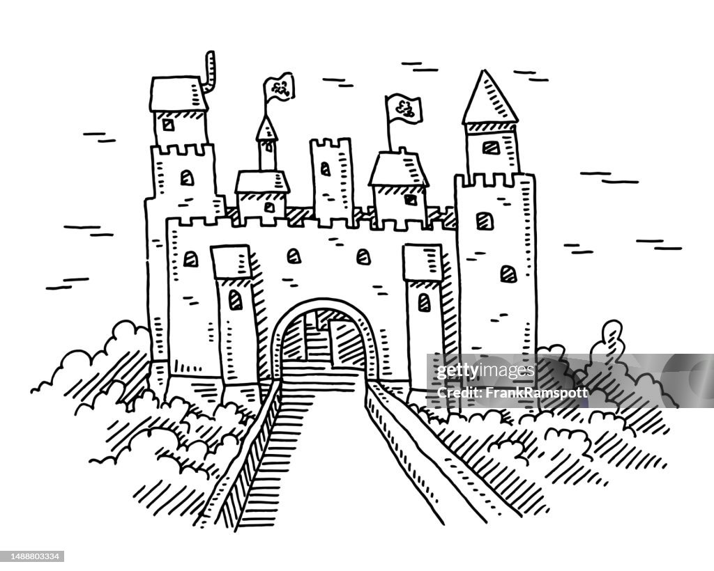 Mittelalterliche Burgzeichnung