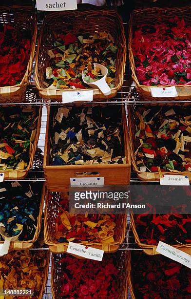 dried flower petals for sale. - grasse stock pictures, royalty-free photos & images