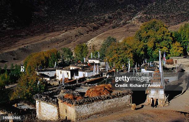 the village of samar (3620m) in upper mustang. - nepal village stock pictures, royalty-free photos & images