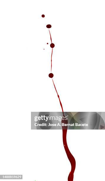 stream of red paint in motion on a white background. - blood stream stock pictures, royalty-free photos & images