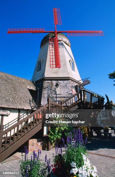 old windmill. - solvang stock pictures, royalty-free photos & images