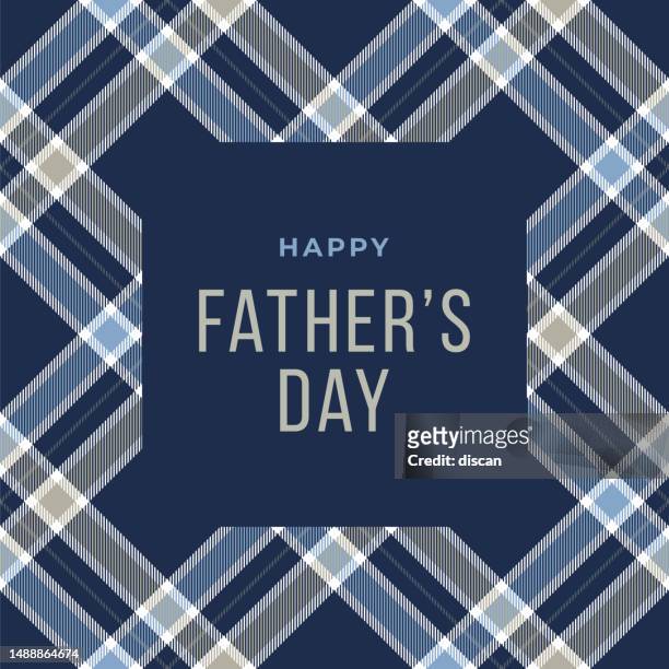 stockillustraties, clipart, cartoons en iconen met happy father’s day card with plaid background. - fathersday
