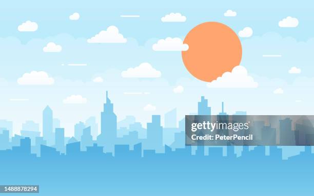 abstract modern city skyline - seamless vector pattern - new construction stock illustrations
