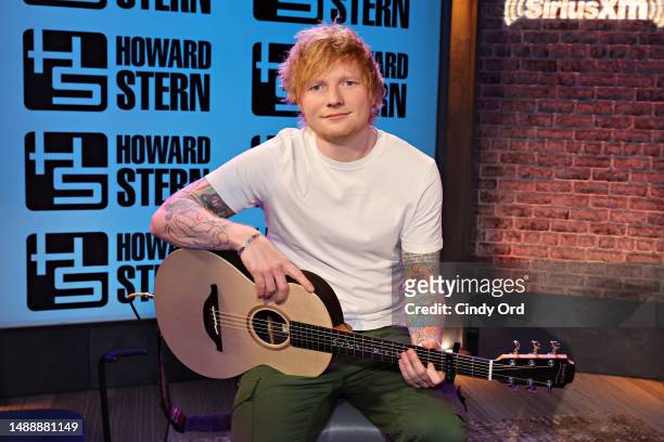Ed Sheeran visits SiriusXM's 'The Howard Stern Show' at the SiriusXM Studios on May 10, 2023 in New York City.
