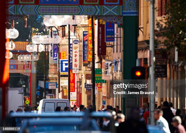 chinatown, little bourke street. - little bourke street stock pictures, royalty-free photos & images