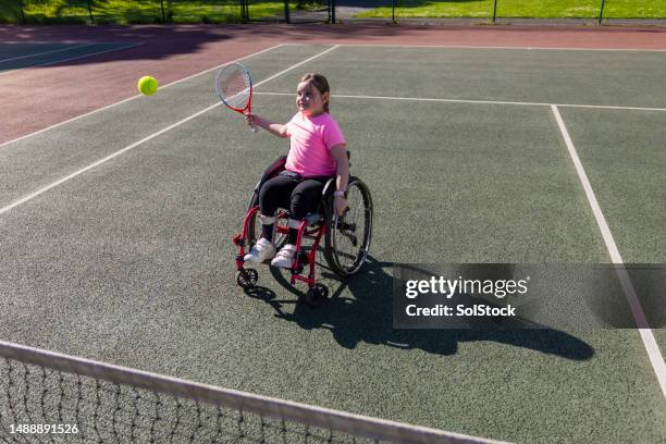 this ball is mine - wheelchair tennis stock pictures, royalty-free photos & images