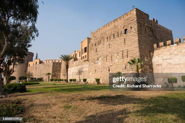 walls of cairo citadel (salah al din) in egypt, cairo - citadel military college stock pictures, royalty-free photos & images