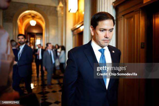 Sen. Marco Rubio leaves the Senate Chamber following a vote at the U.S. Capitol on May 10, 2023 in Washington, DC. Republican and Democratic...