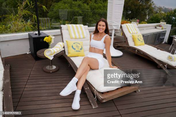 Caelynn Miller-Keyes attends Beyond Yoga Country Club Collection Launch event hosted by Olivia Culpo on May 09, 2023 in Los Angeles, California.