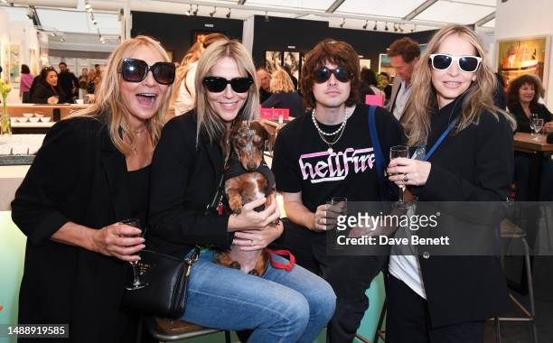 Helen Fielding, Nicole Appleton, Gene Gallagher and Natalie Appleton attend the Affordable Art Fair 2023 in Hampstead Heath on May 10, 2023 in...
