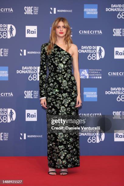 Benedetta Porcaroli attends the 68th David Di Donatello red carpet on May 10, 2023 in Rome, Italy.