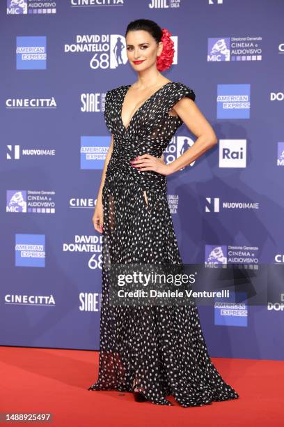 Penelope Cruz attends the 68th David Di Donatello red carpet on May 10, 2023 in Rome, Italy.