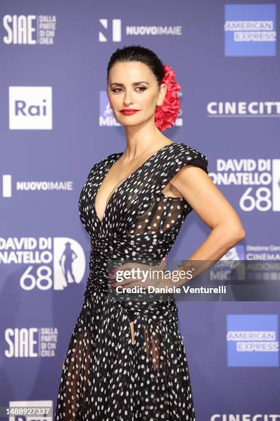 Penelope Cruz attends the 68th David Di Donatello red carpet on May 10, 2023 in Rome, Italy.