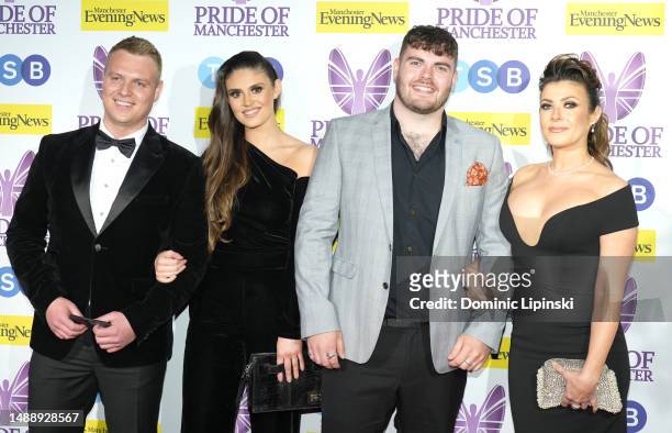 Mikey Hoszowskyj, Emilie Mae Cunliffe, David Ryan Cunliffe and Kym Marsh attend the Pride Of Manchester at Kimpton Clocktower Hotel on May 10, 2023...