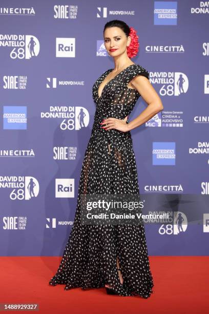 Penelope Cruz attends the 68th David Di Donatello red carpet on May 10, 2023 in Rome, Italy.