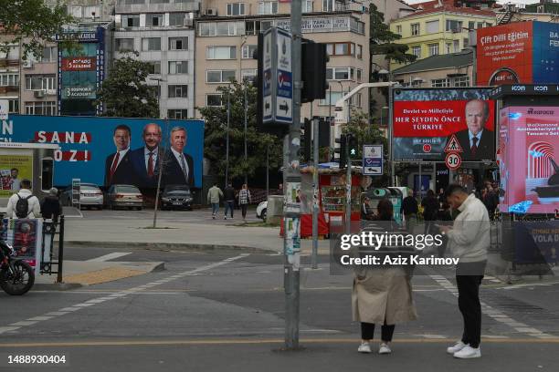 Billboard for Kemal Kilicdaroglu, presidential candidate and leader of the Republican People's Party , vice presitential candidates Istanbul Mayor...