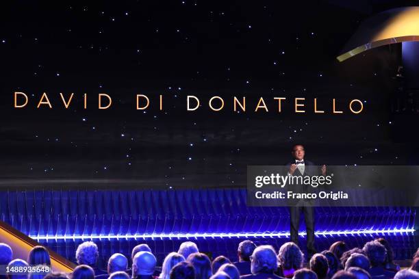 Carlo Conti hosts the 68th David Di Donatello show on May 10, 2023 in Rome, Italy.