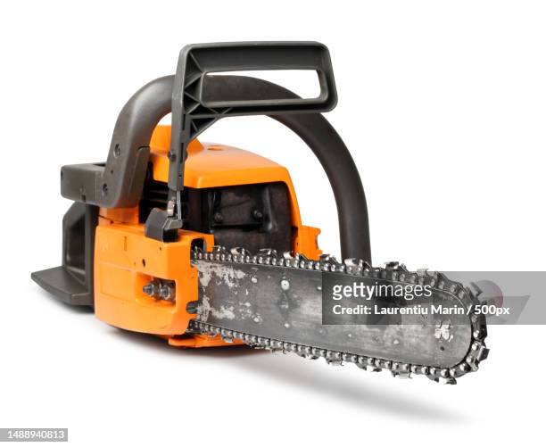 close-up of drill against white background,romania - chain object stockfoto's en -beelden