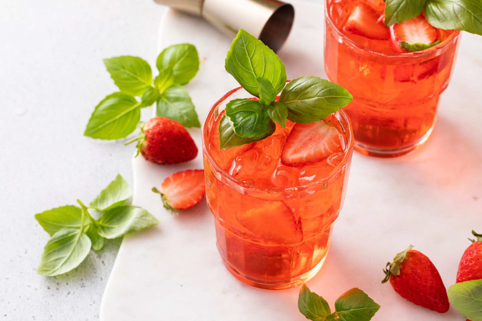 Strawberry basil detox water, refreshing summer drink Strawberry basil detox water, refreshing summer drink