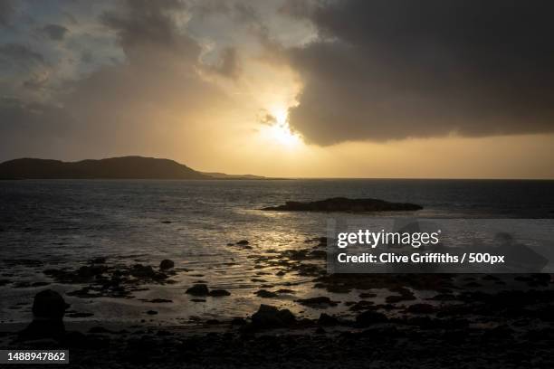 scenic view of sea against sky during sunset - squall stock pictures, royalty-free photos & images