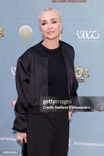 Paola Barale attends Cirque Du Soleil "Kurios - Cabinet Of Curiosities" Photocall In Milan on May 10, 2023 in Milan, Italy.