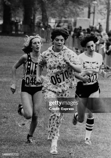 Woman wearing pyjamas during the second National Fun Run - an event organised by the British Heart Foundation charity, Hyde Park, London, 1st October...